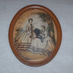 Vintage LEROY IMP PARIS marked Framed Oval Print